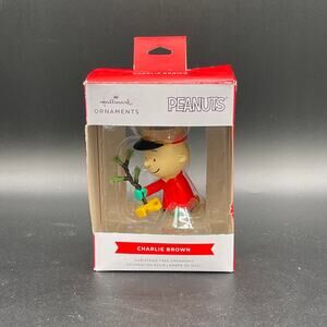 Hallmark Peanuts Charlie Brown with Tree Ornament Red Box Christmas